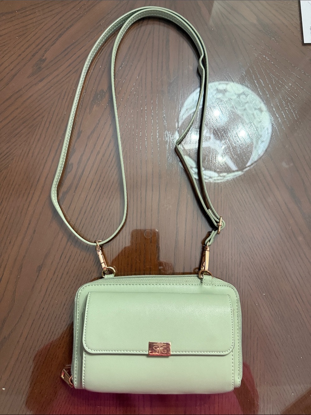 Mint Crossbody Bag with Rose Gold Hardware